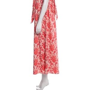Sezane Coral and Cream Maxi Dress